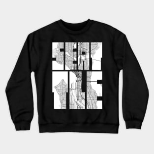 Seattle, USA City Map Typography - Light Crewneck Sweatshirt